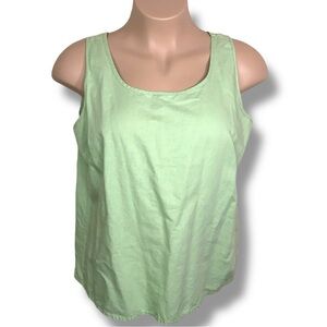 Vintage XL Covington Lime Green Linen Blend Sleeveless Top Round Neckline